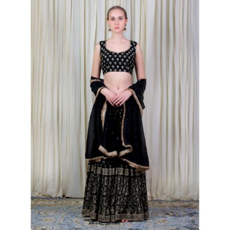 Black blouse with Sharara Set